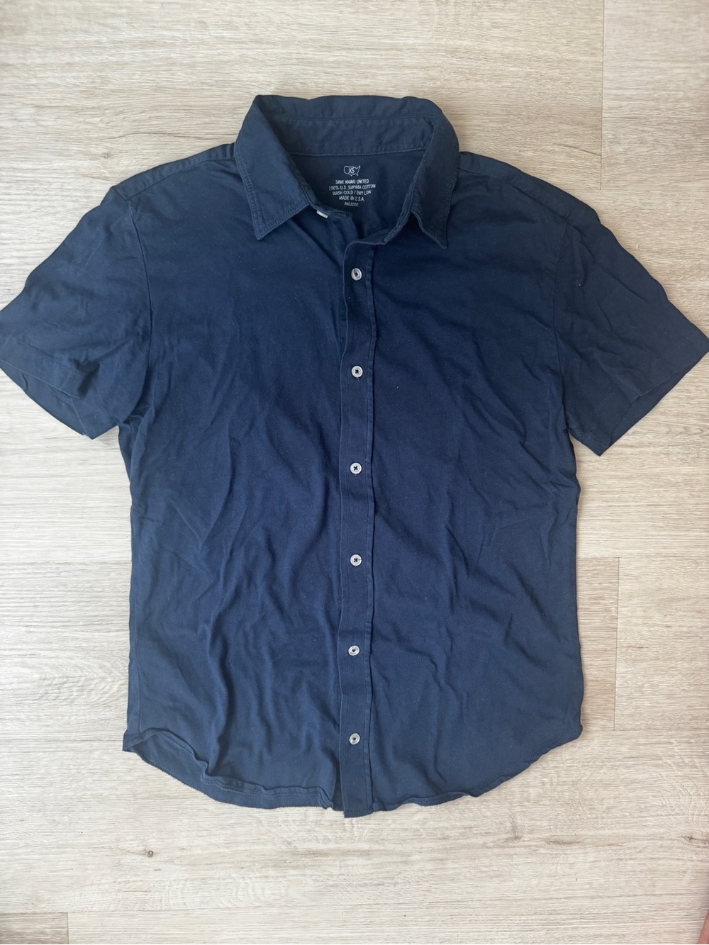 Save Khaki Short Sleeve Supima Cotton Button-Up Shirt (Fits like S)